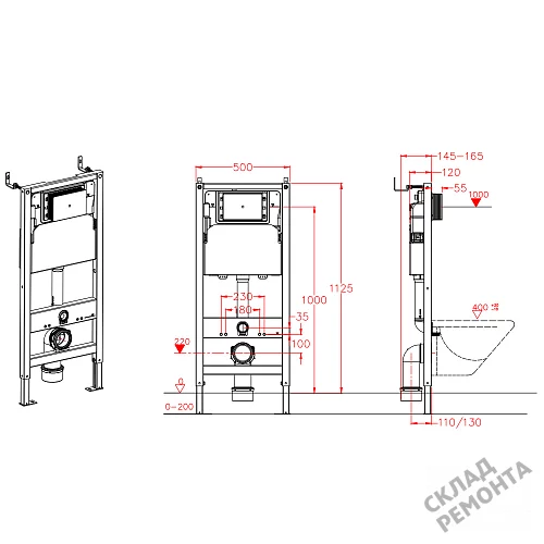 Фото Инсталляция для подвесного унитаза Calypso Beta CS105M без кнопки купить в Санкт-Петербурге: цена, описание, фото. Интернет-магазин 11