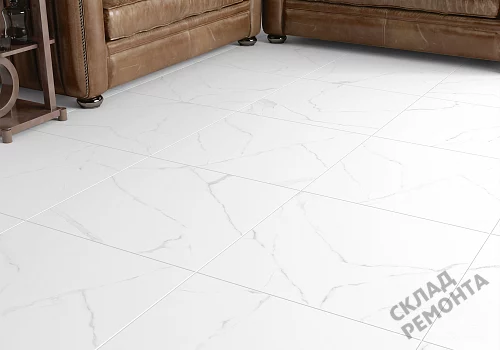 Фото Керамогранит матовый Alma Ceramica Каррара GFU04CRR00R светло-серый 600*600*9 – купить в Санкт-Петербурге: цена, описание, фото. Интернет-магазин 2