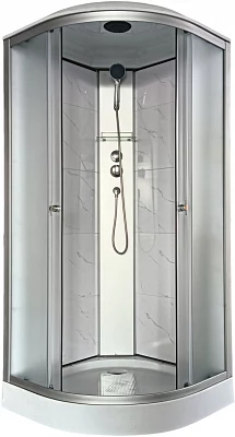 Душевая кабина Aquapulse 4122E fabric white marble низкий поддон угловая 90*90