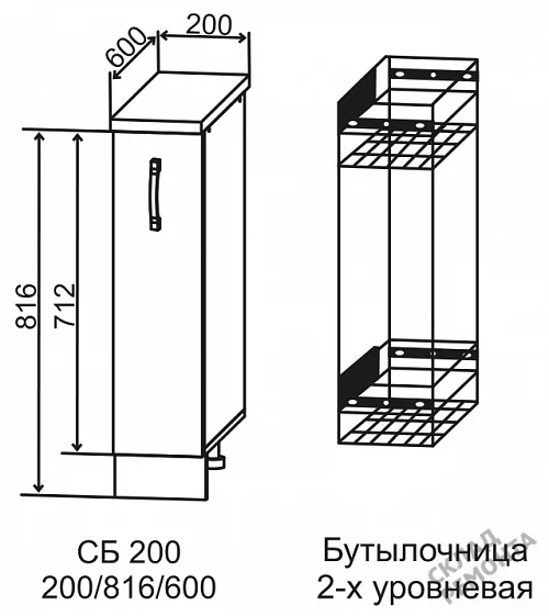 Фото Шкаф нижний ДСВ СБ 200 (бутылочница) – купить в Санкт-Петербурге: цена, описание, фото. Интернет-магазин 2