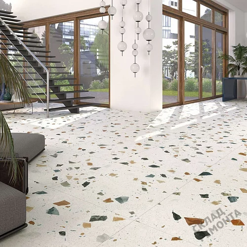 Фото Керамогранит матовый Steppe Ceramics Chips White белый 600*600*9 – купить в Санкт-Петербурге: цена, описание, фото. Интернет-магазин 3